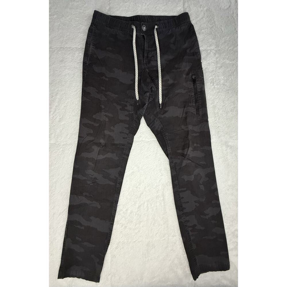 Vuori Pants Men's Ripstop Black Gray Camo Stretch Elastic Waist 30x30